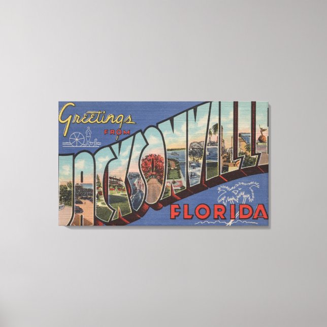 Jacksonville, Florida - Large Letter Scenes Canvas Print (Front)