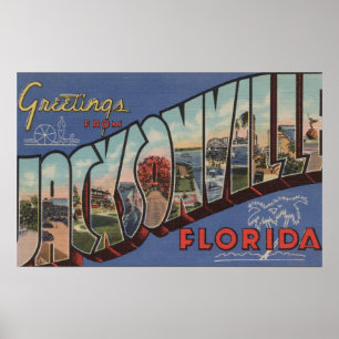 Jacksonville, Florida - Large Letter Scenes Poster