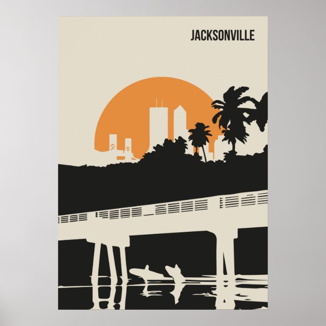 Jacksonville Florida Retro Minimal Book Cover Poster (Front)