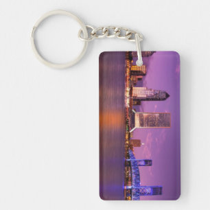 Jacksonville Florida Skyline at Night Keychain