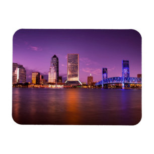 Jacksonville Florida Skyline at Night Magnet