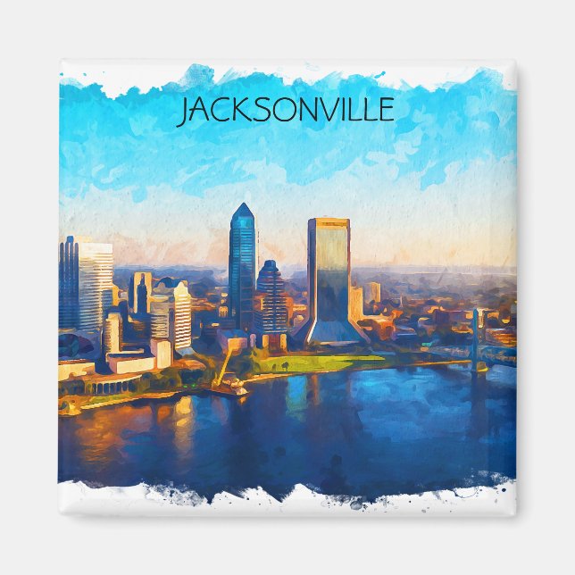 Jacksonville Florida Skyline Panorama View Magnet (Front)