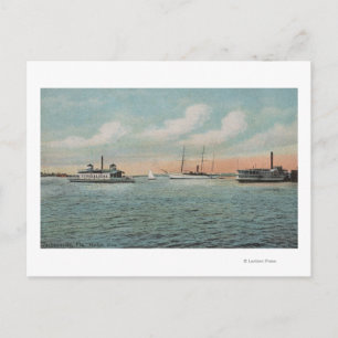 Jacksonville, Florida - View of Harbour with Boat Postcard