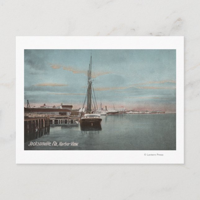 Jacksonville, Florida - View of Harbour with Postcard (Front)