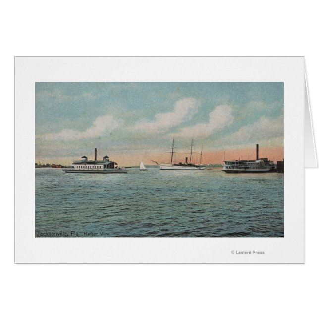 Jacksonville, Floride - Vue du port avec bateau (Devant horizontal)