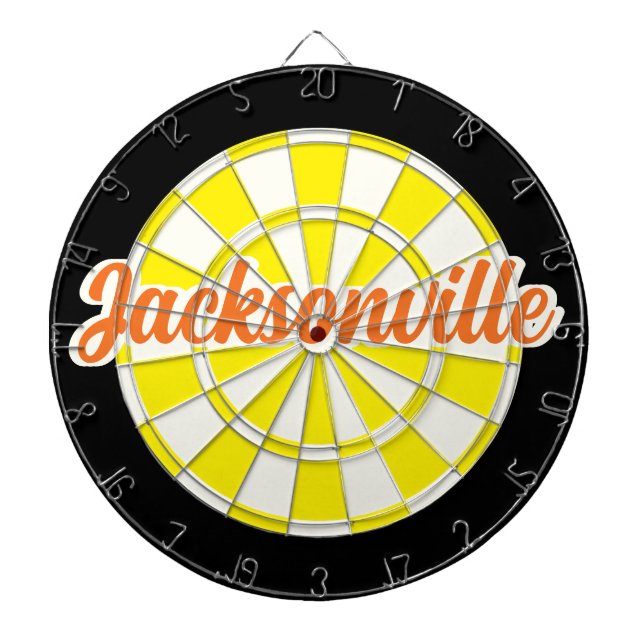 Jacksonville Orange text Yellow White Black Dartboard (Front)