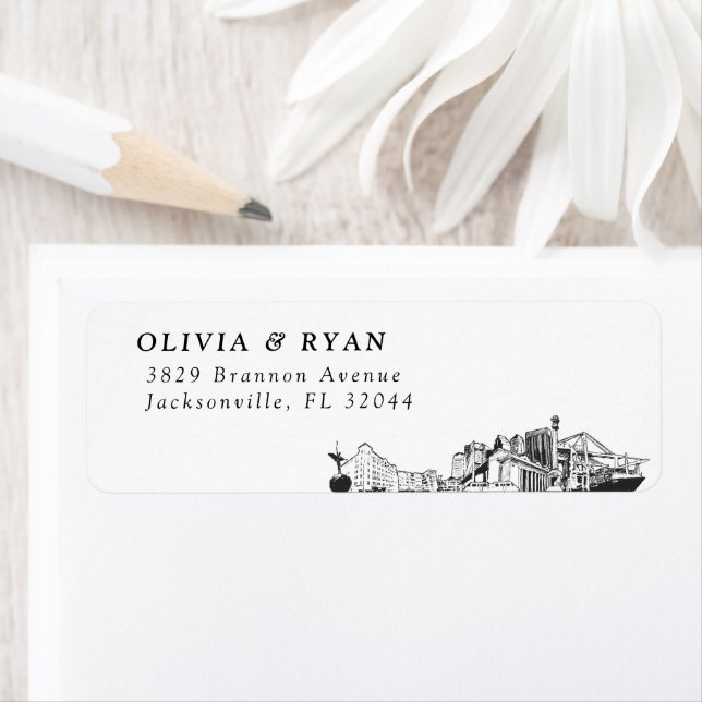 Jacksonville Skyline Modern Return Address Labels (En situation)