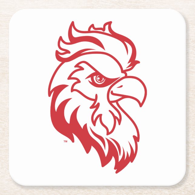 Jacksonville State University Gamecocks Red gameco Square Paper Coaster (Front)