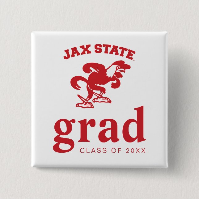 Jacksonville State University Graduation 2 Inch Square Button (Front)