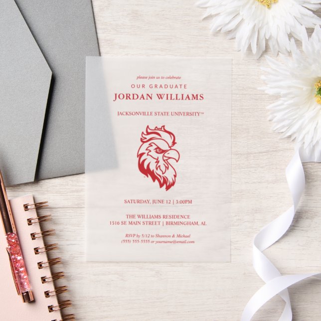 Jacksonville State University Graduation Vellum Invitations (Wedding)