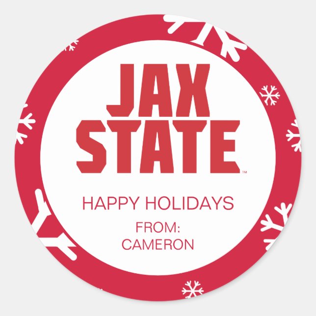 Jacksonville State University Holiday Classic Round Sticker (Front)