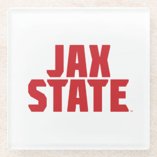 Jacksonville State University JAX STATE Bold Red Glass Coaster