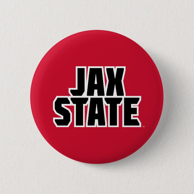 Jacksonville State University JAX STATE Bold Text 2 Inch Round Button (Front)