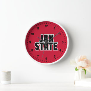 Jacksonville State University JAX STATE Bold Text Clock