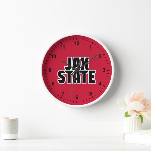 Jacksonville State University JAX STATE Bold Text Clock (Home)