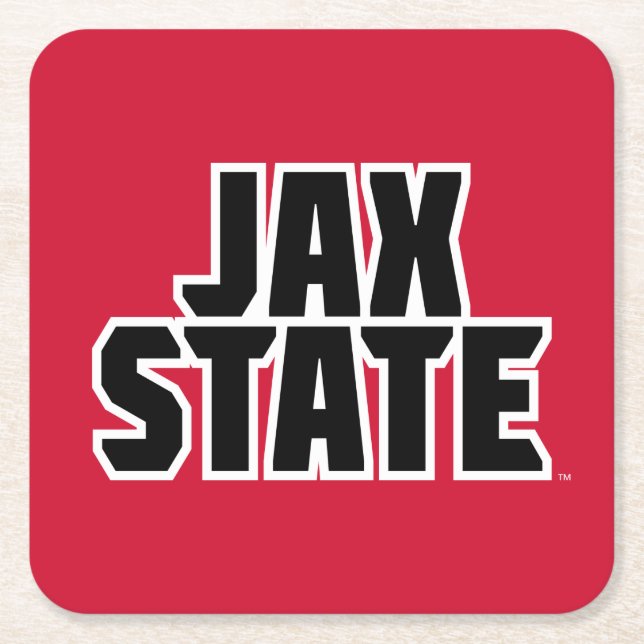 Jacksonville State University JAX STATE Bold Text Square Paper Coaster (Front)