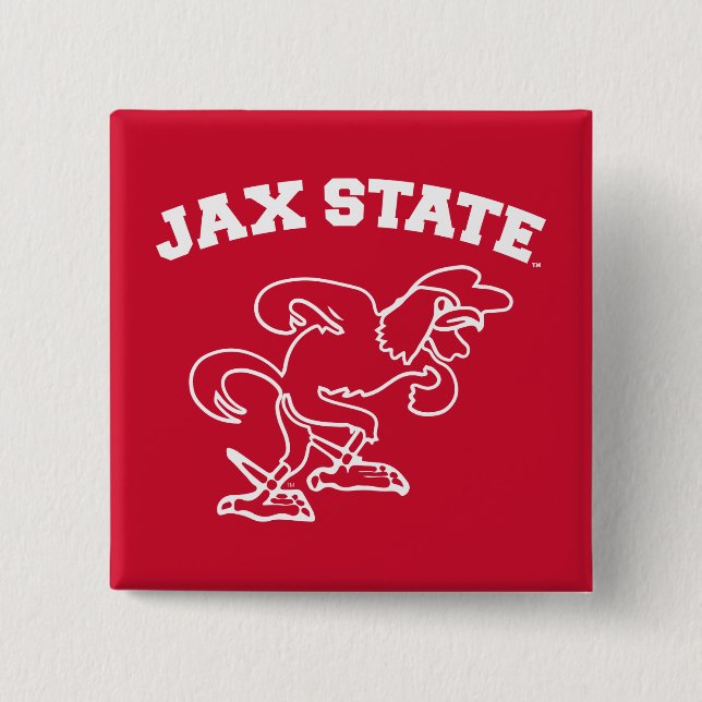 Jacksonville State University JAX State Gamecocks 2 Inch Square Button (Front)