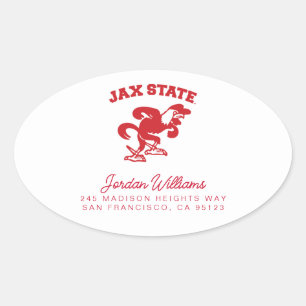 Jacksonville State University JAX State Gamecocks Oval Sticker