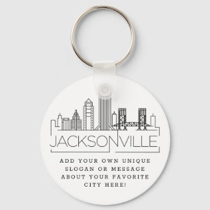 Jacksonville Stylized Skyline   Custom Slogan Keychain