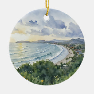 Jaco Beach Costa Rica Watercolor Ceramic Ornament