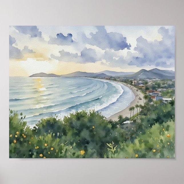 Jaco Beach Costa Rica Watercolor Poster (Front)