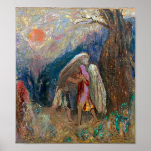 Jacob and the Angel Odilon Redon Poster