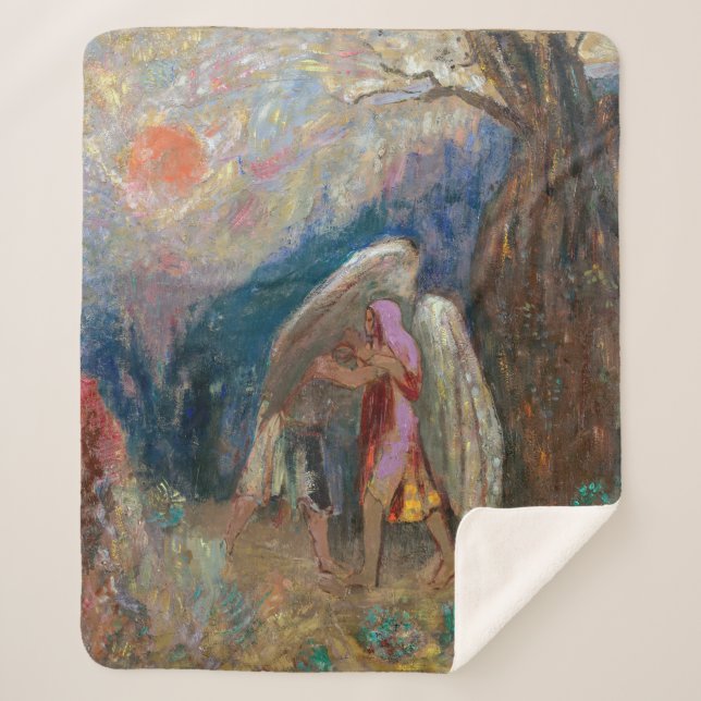 Jacob and the Angel | Odilon Redon | Sherpa Blanket (Front)