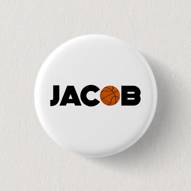 Jacob Basketball 1 Inch Round Button (Front)