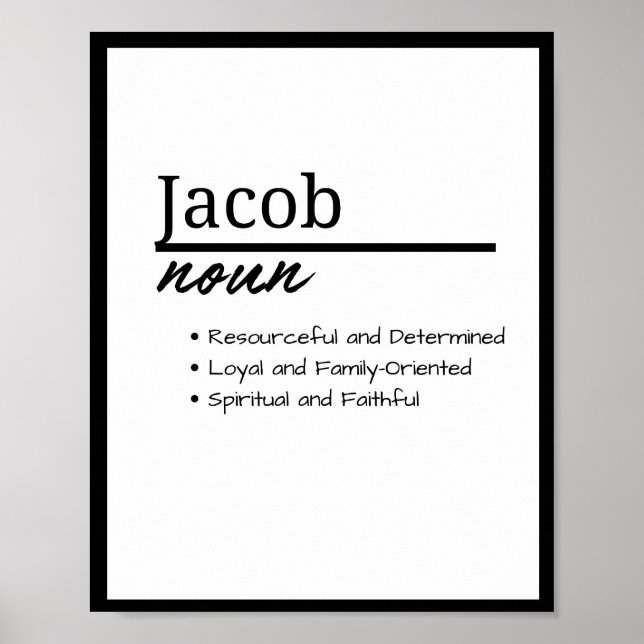 Jacob, Boy Personalized Name Definition Poster (Front)