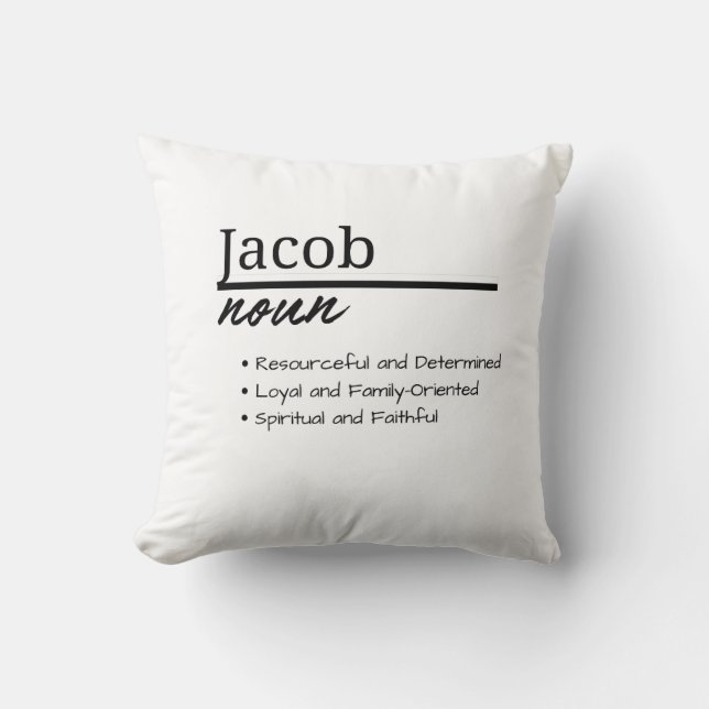 Jacob, Boy Personalized Name Definition Throw Pillow (Front)