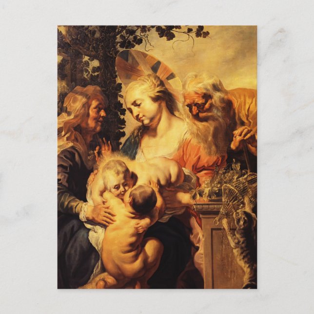 Jacob Jordaens-Holy Family ,Elizabeth & Child John Postcard (Front)