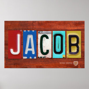 JACOB Licence Plaque Lettres Nom Affiche Poster