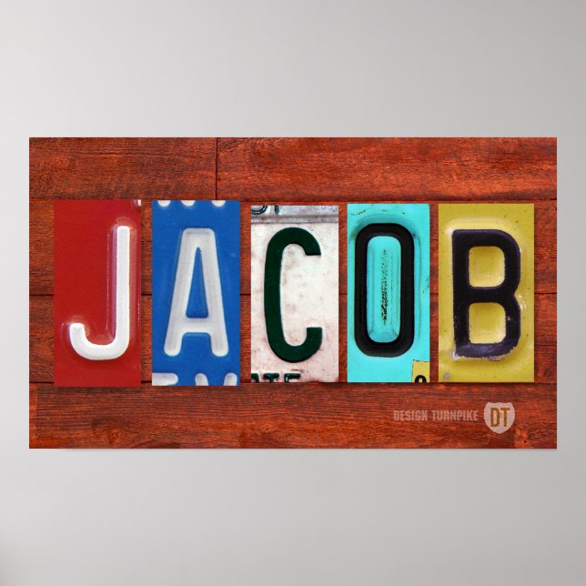 JACOB Licence Plaque Lettres Nom Affiche Poster (Devant)