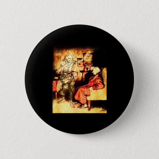 Jacob Marley Ghost Scrooge Bah Humbug Christmas Ca 2 Inch Round Button (Front)