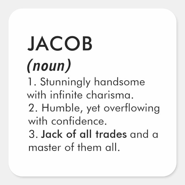 Jacob name, Editable name, Custom name Square Sticker (Front)