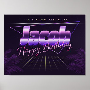 Jacob Name Vorname lila retro Poster Geburtstag