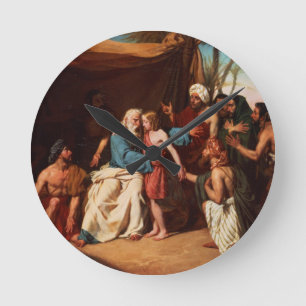 Jacob refusing to release Benjamin, 1829 (oil on c Round Clock