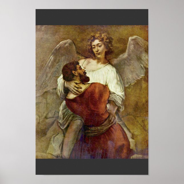 Jacob Wrestling With The Angel By Rembrandt Poster (Front)
