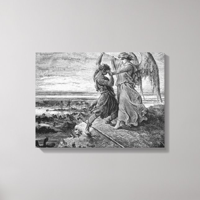 Jacob Wrestling With The Angel Gustave Dore 1855 Canvas Print (Front)