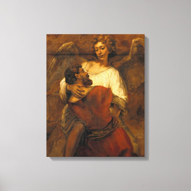 Jacob Wrestling with the Angel - Rembrandt - c1659 Canvas Print (Front)