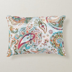 Jacobean Ethnic Floral Pattern Accent Pillow