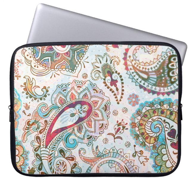 Jacobean Ethnic Floral Pattern Laptop Sleeve (Front)