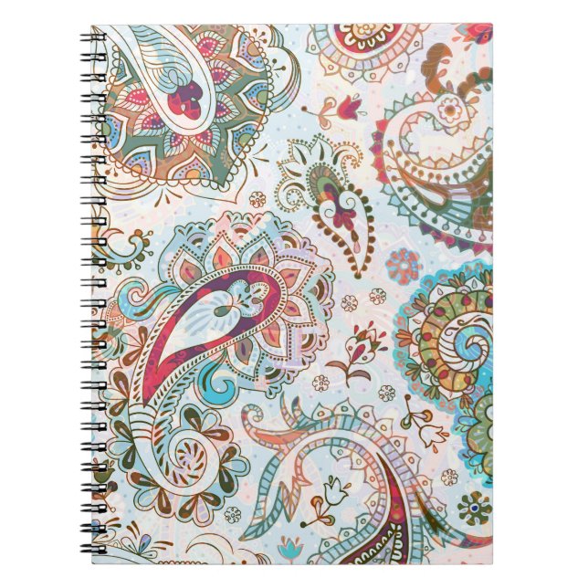 Jacobean Ethnic Floral Pattern Notebook (Front)