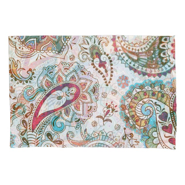 Jacobean Ethnic Floral Pattern Pillowcase (Front)