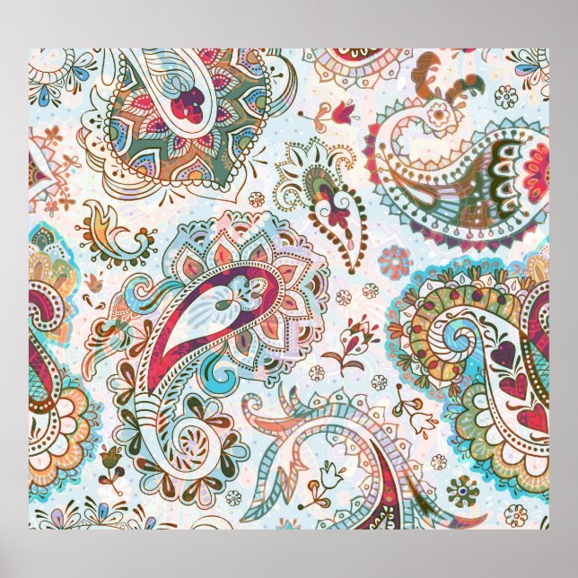 Jacobean Ethnic Floral Pattern Poster (Front)