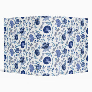 Jacobean Floral Big Pattern Blues on White Binder