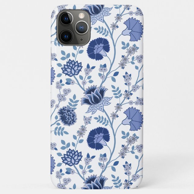 Jacobean Floral Big Pattern Blues on White Case-Mate iPhone Case (Back)