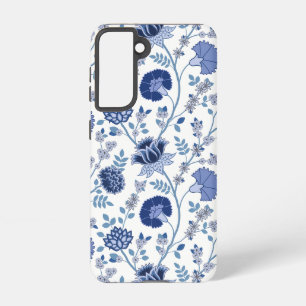 Jacobean Floral Big Pattern Blues on White Samsung Galaxy Case