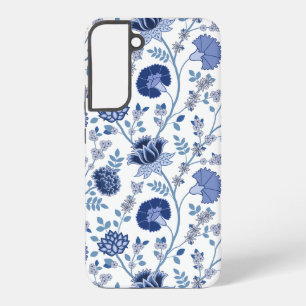 Jacobean Floral Big Pattern Blues on White Samsung Galaxy Case