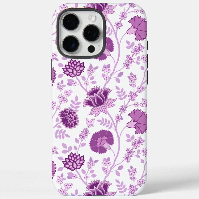 Jacobean Floral Big Pattern Pinks on White Case-Mate iPhone Case (Back)